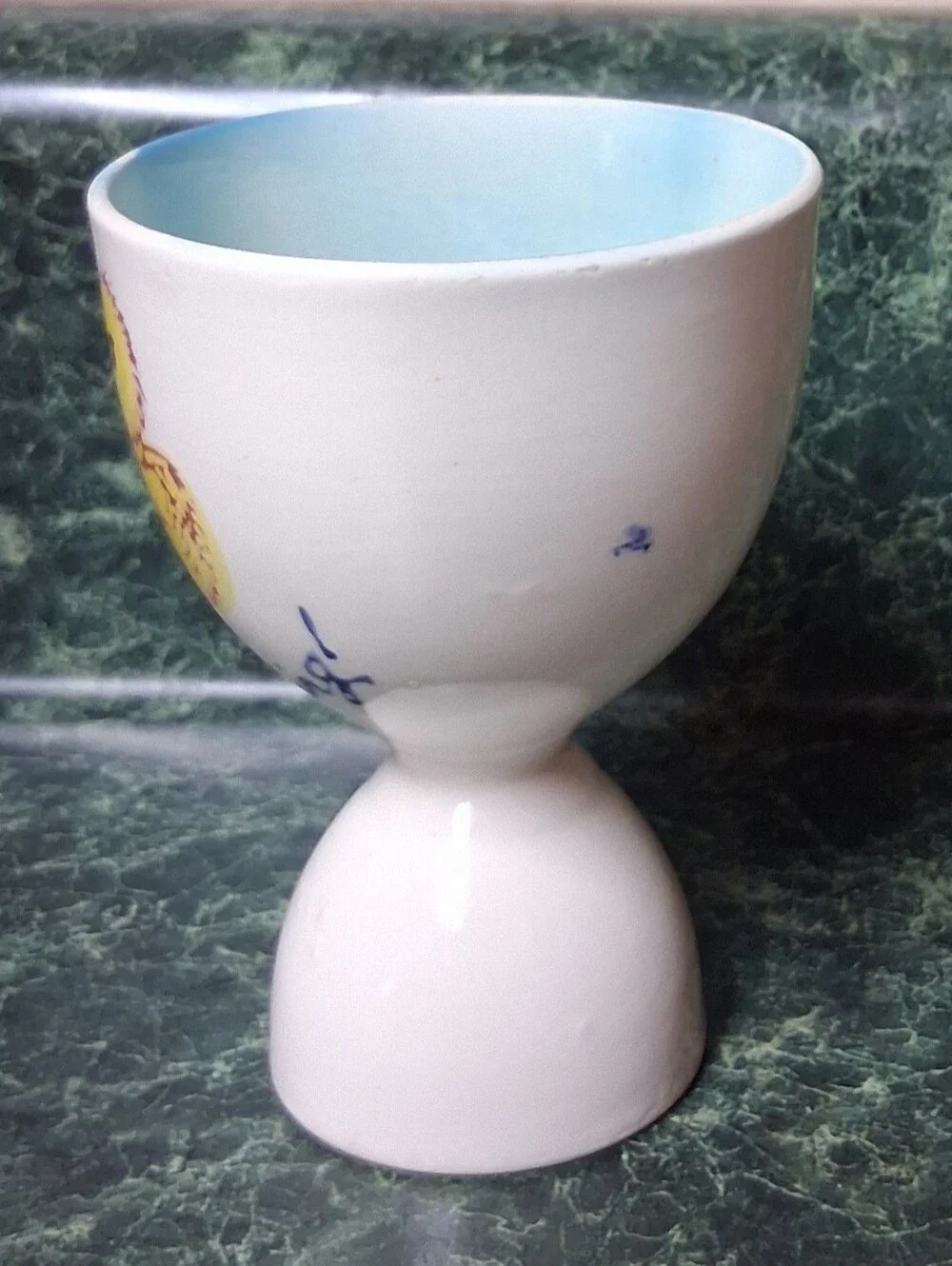 Super Cute Vintage Pottery Good Morning Baby Chic/Duck Egg Cup